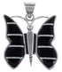 Genuine Sterling Silver Opal And Black Inlay Butterfly Pendant RS39285